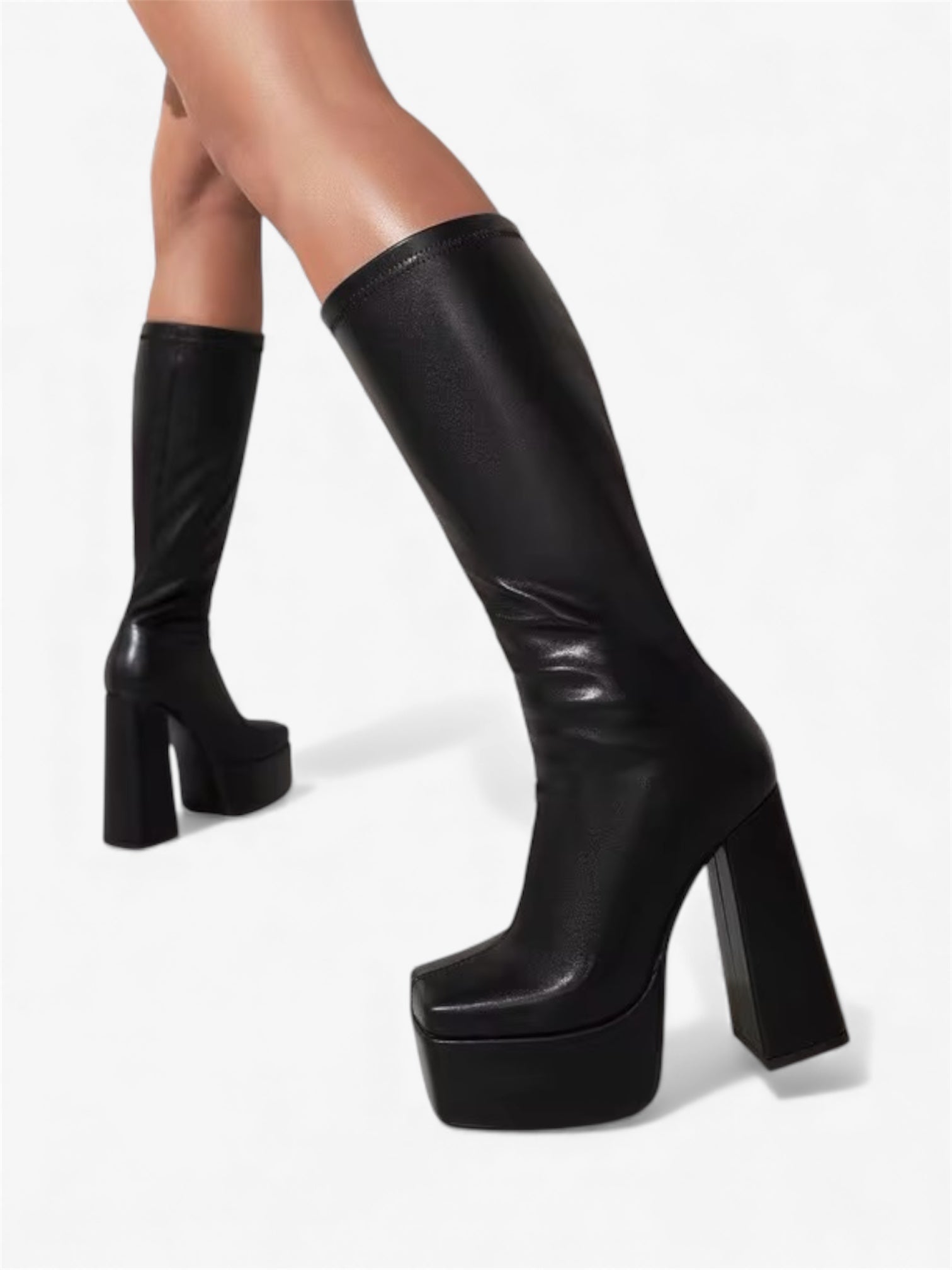 Diniar Leather High Heel Boots