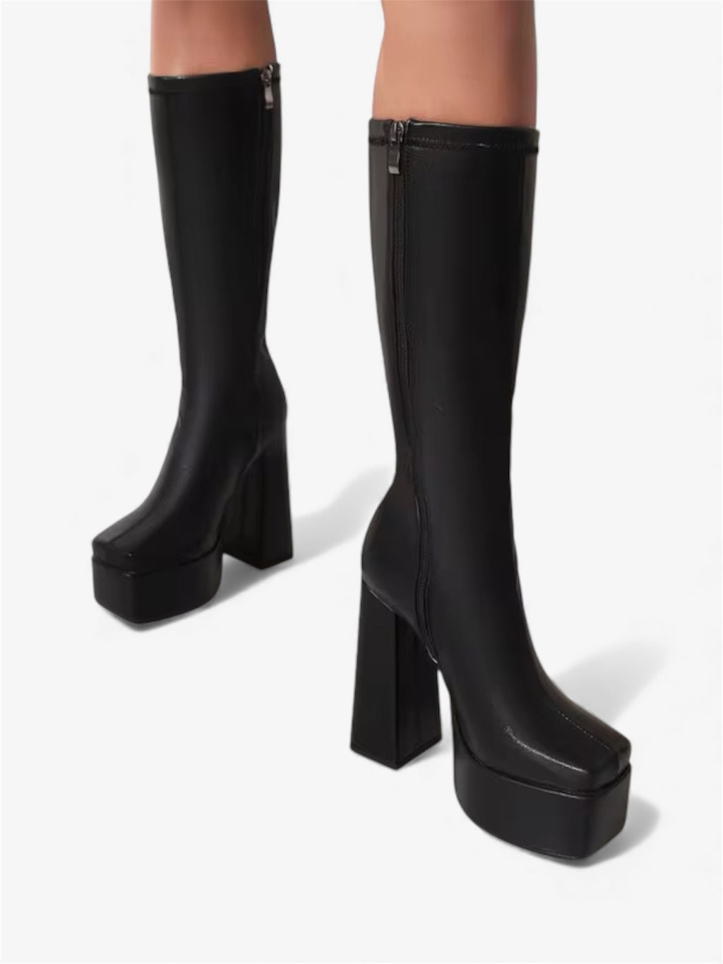 Diniar Leather High Heel Boots